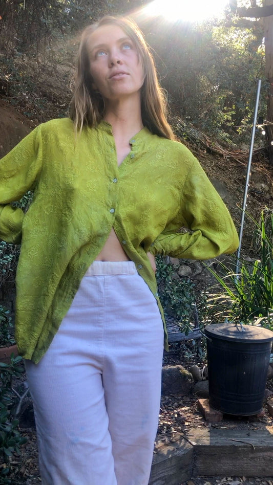 Marigold Green Silk Blouse
