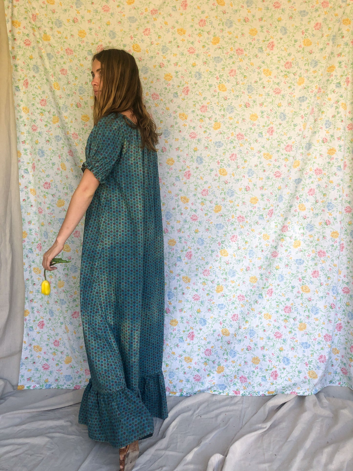 Indigo Floral Printed Maxi Dress