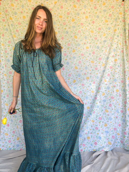 Indigo Floral Printed Maxi Dress