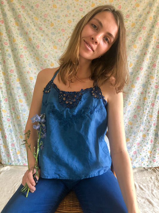 Indigo Lace Halter Top