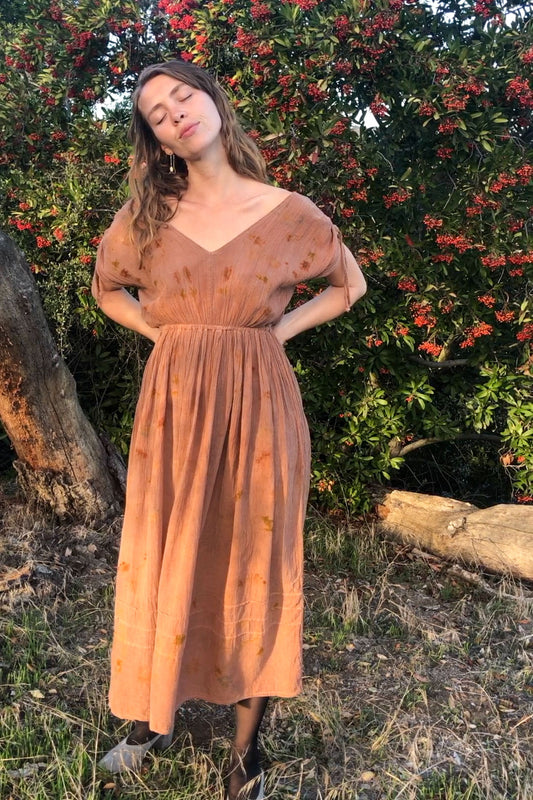 Cutch Bundle Dyed Gauze V-neck Dress