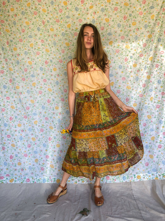 Marigold Cotton Patchwork Skirt