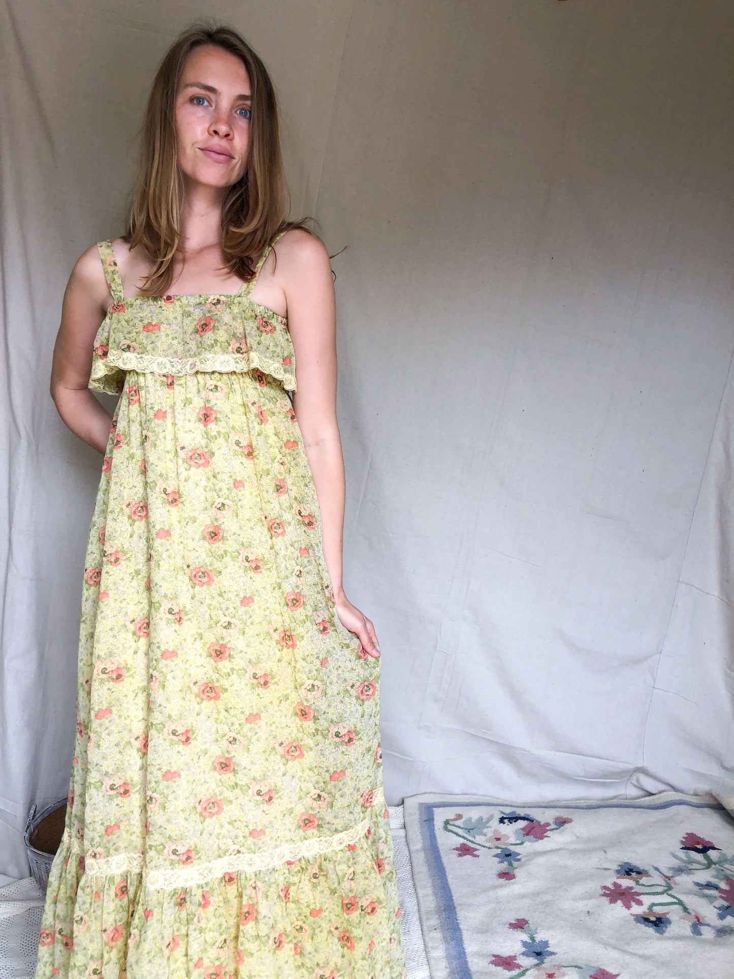 Marigold Floral Tiered Tank Dress