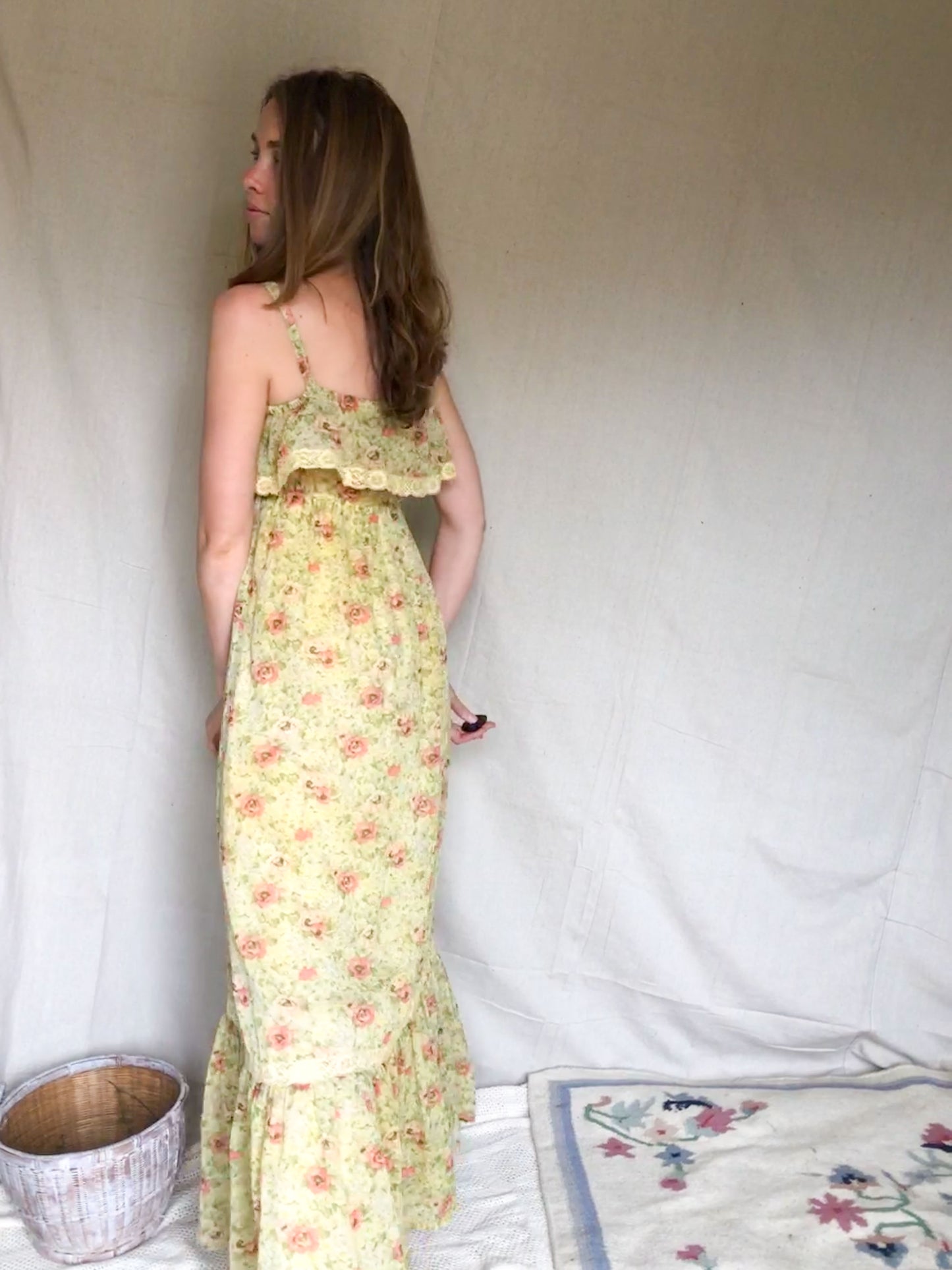 Marigold Floral Tiered Tank Dress