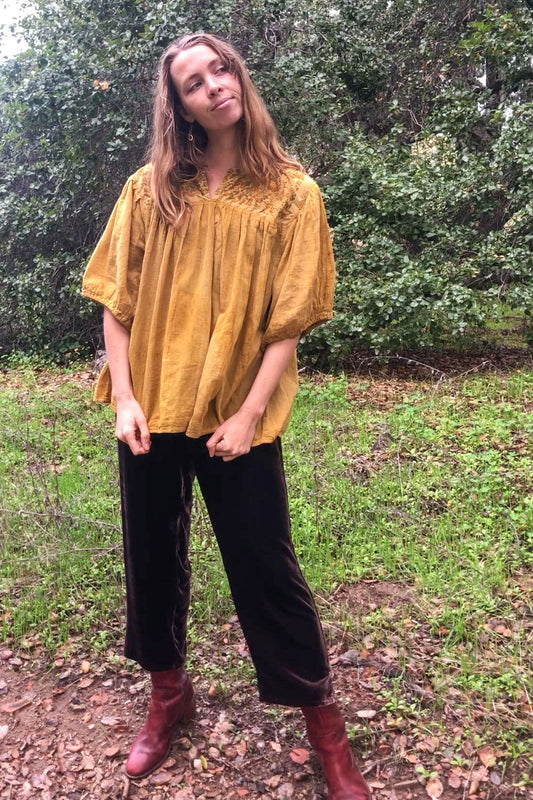 Marigold Gauze Puff Sleeve Blouse