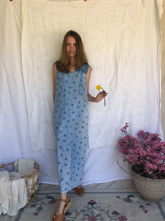 Indigo Floral Dot Maxi
