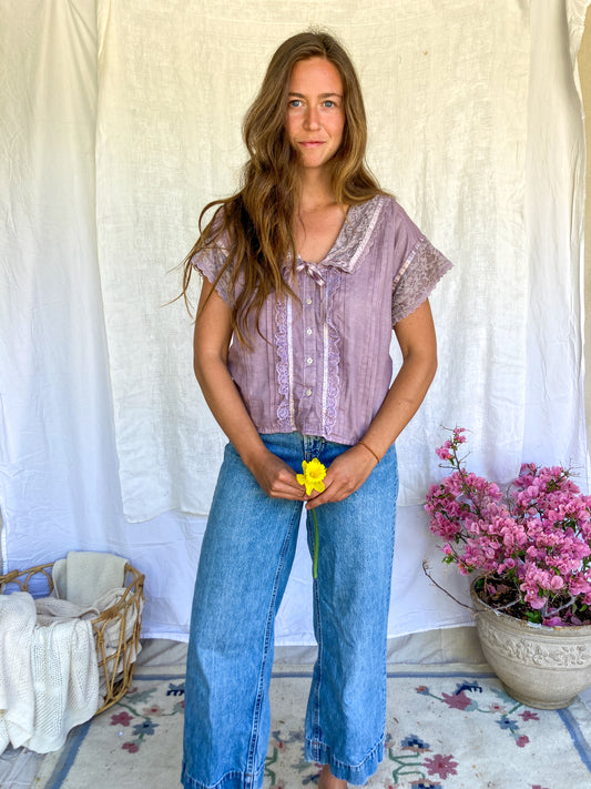 Plum Gunne Sax Lace Blouse