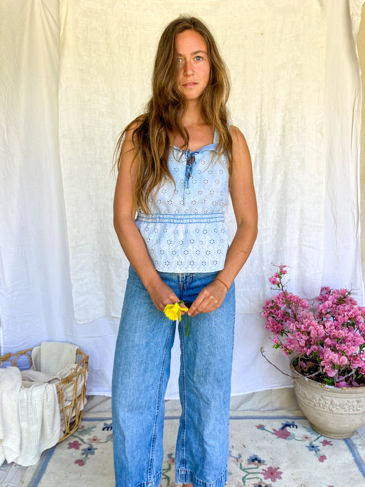 Indigo Eyelet Tank