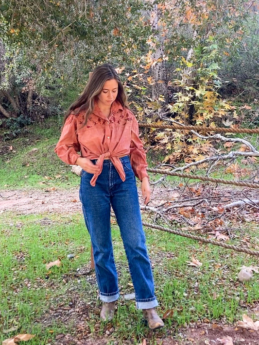 Madder Embroidered Western Blouse