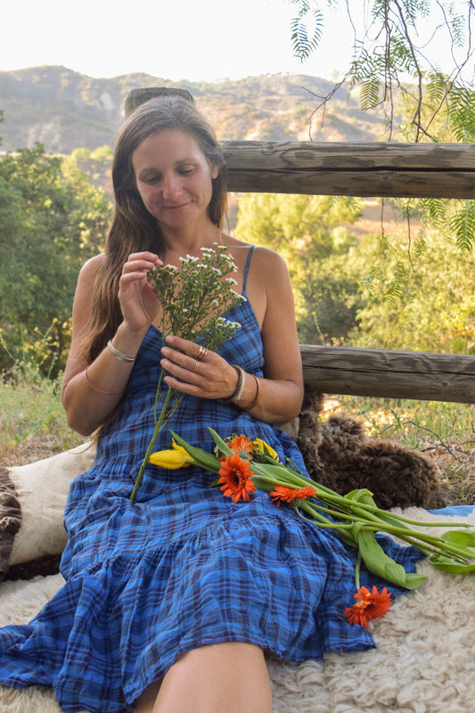 Indigo Plaid Summer Dress