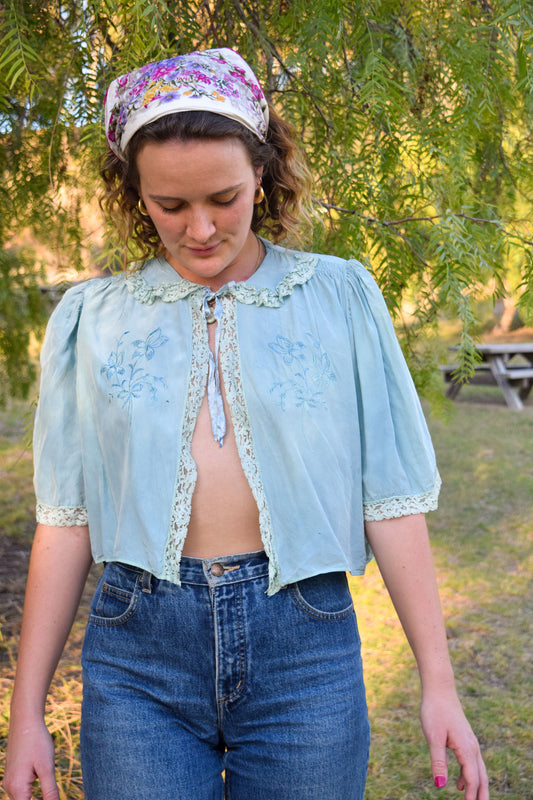 Indigo 1930's Silk Bed Jacket